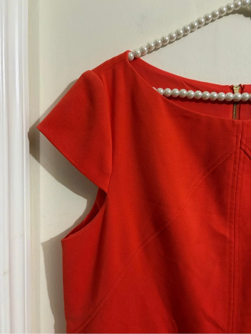 Eliza J Red Cap-Sleeve Shift Dress - Picture 6 of 11